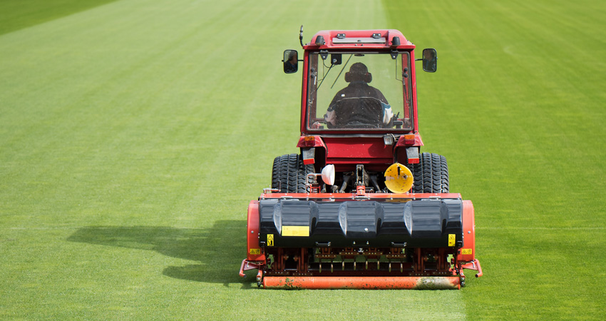 Aerating a sports field